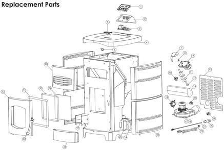Diagram Diagram and Parts List for AP5780SS  US Stove Company Heating Stove
